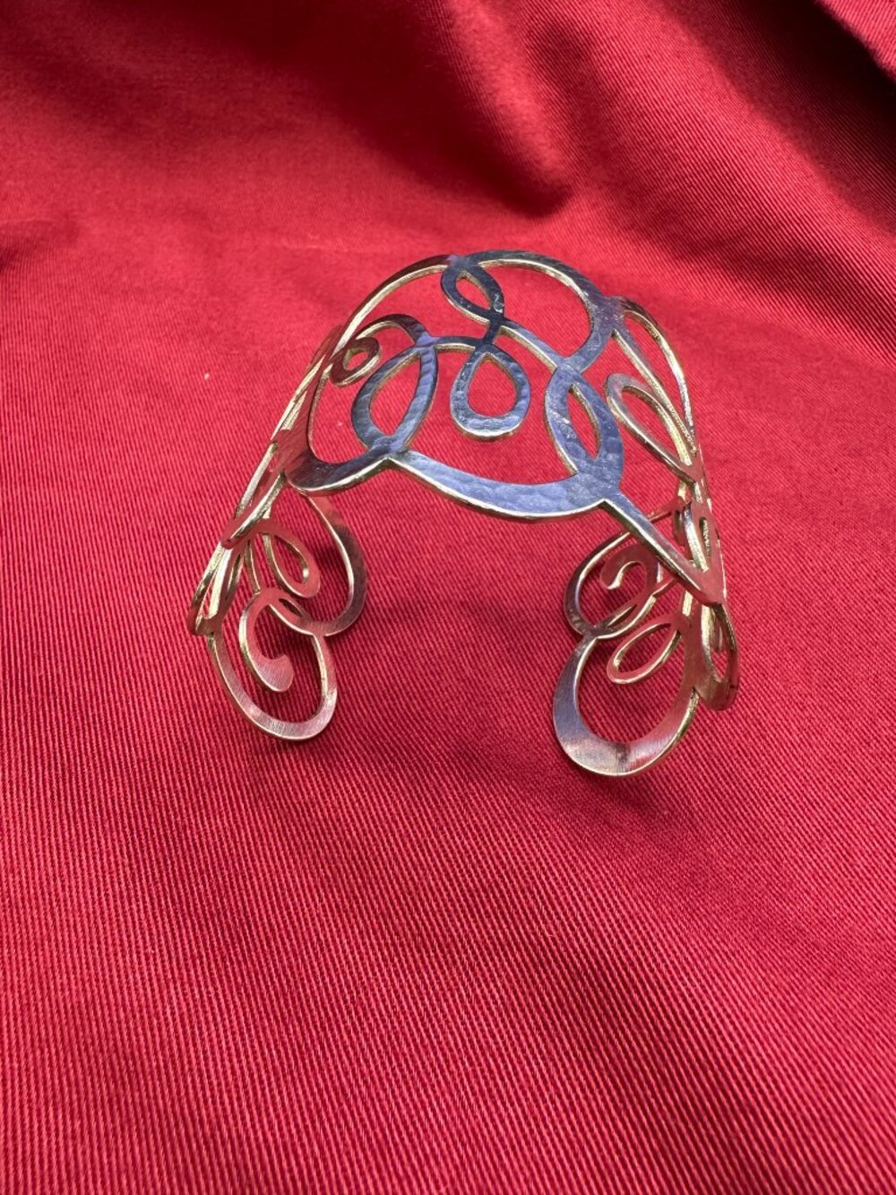 Brighton “Skribbel” Wide Hammered Silver Cuff Bracelet Swirl Design - Picture 11 of 14